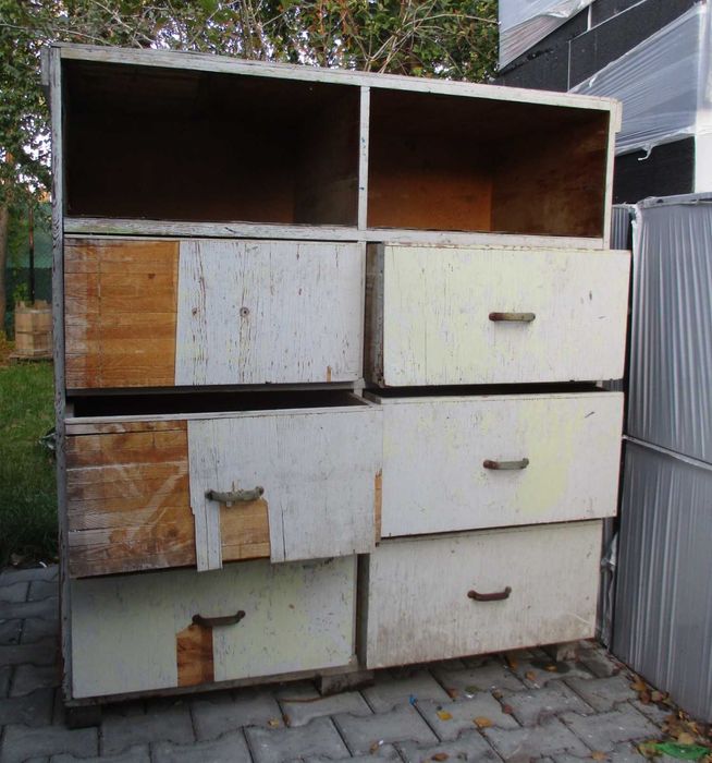 Drewniany Regał Szafka Warsztatowa PRL