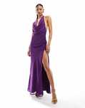 Asos Design 42 Xl Fioletowa Sukienka Maxi 90'S R12770