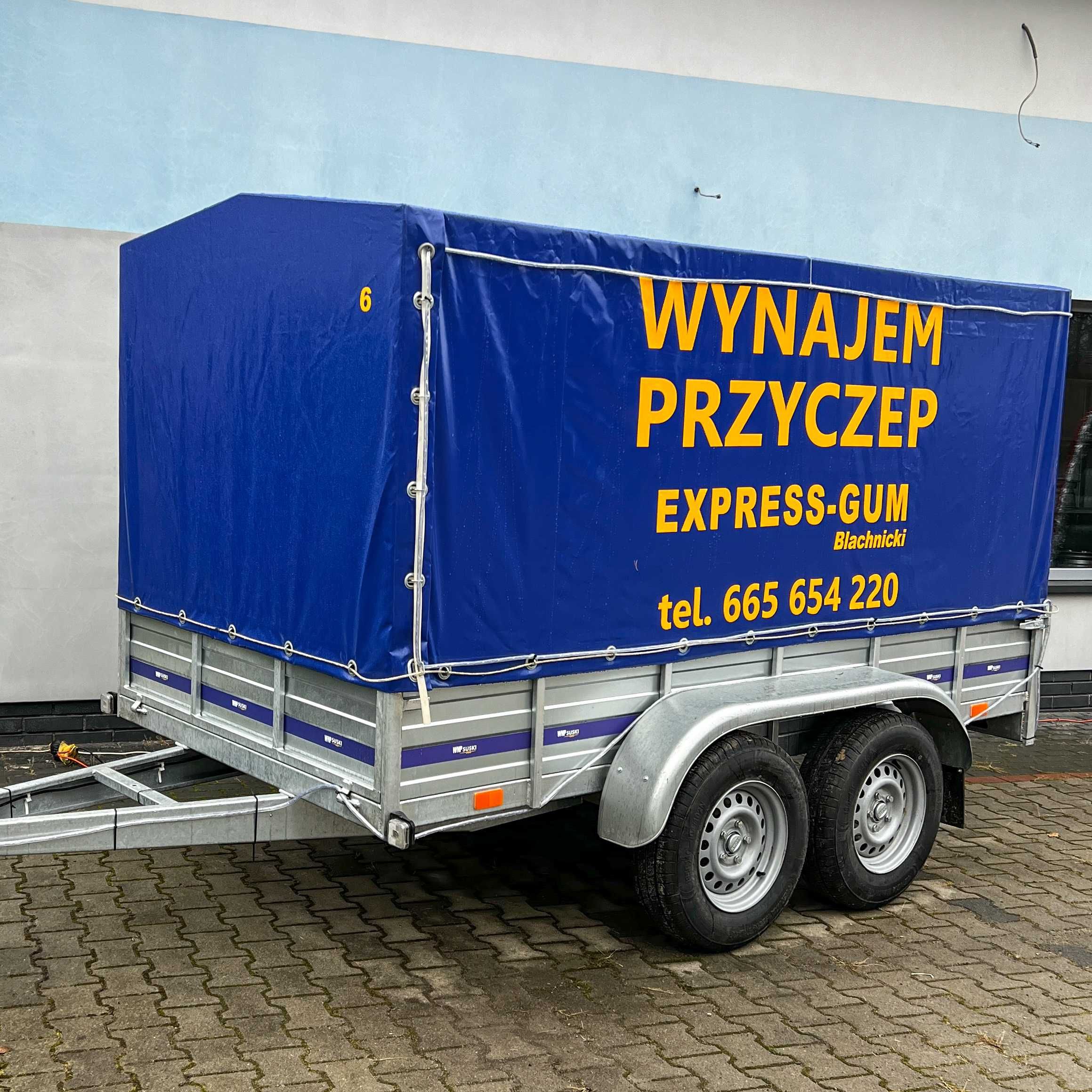 Wynajem przyczepy dwuosiowej z plandeką - 3 x 1,50 x 1,50m