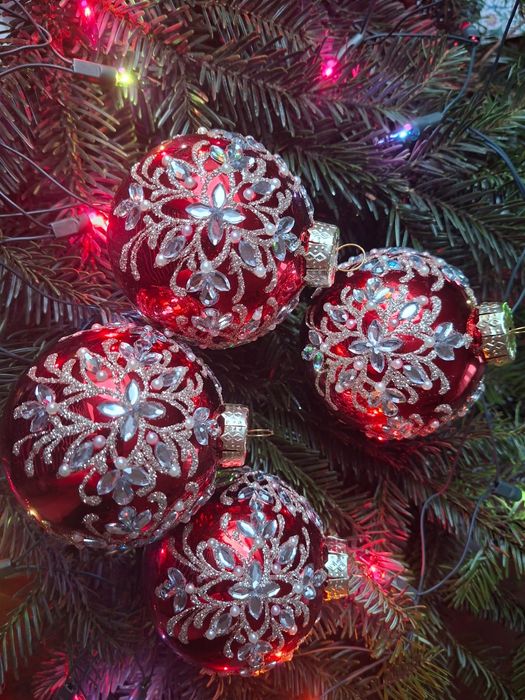 Szklane bombki choinkowe ręcznie malowane