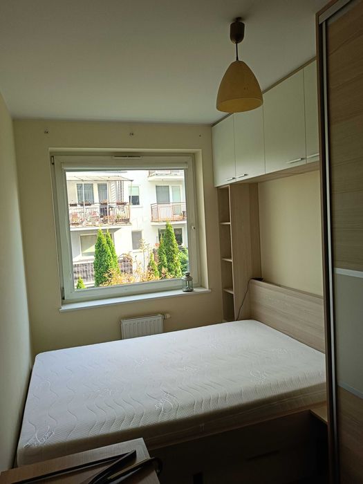 Zabudowa do sypialni, łóżko, szafa typu komandor