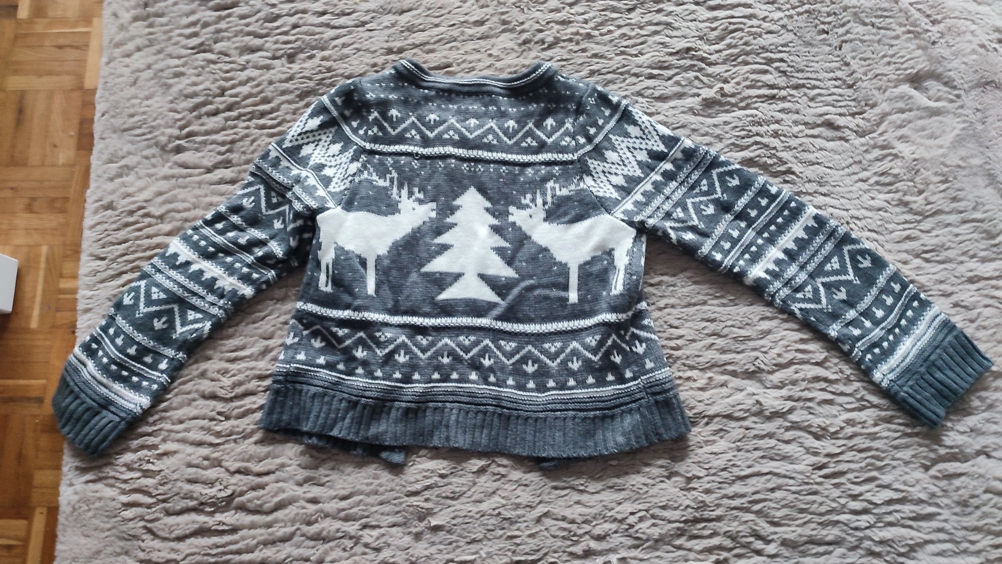 Sweter z reniferami szary świąteczny zimowy roz.146 lub S