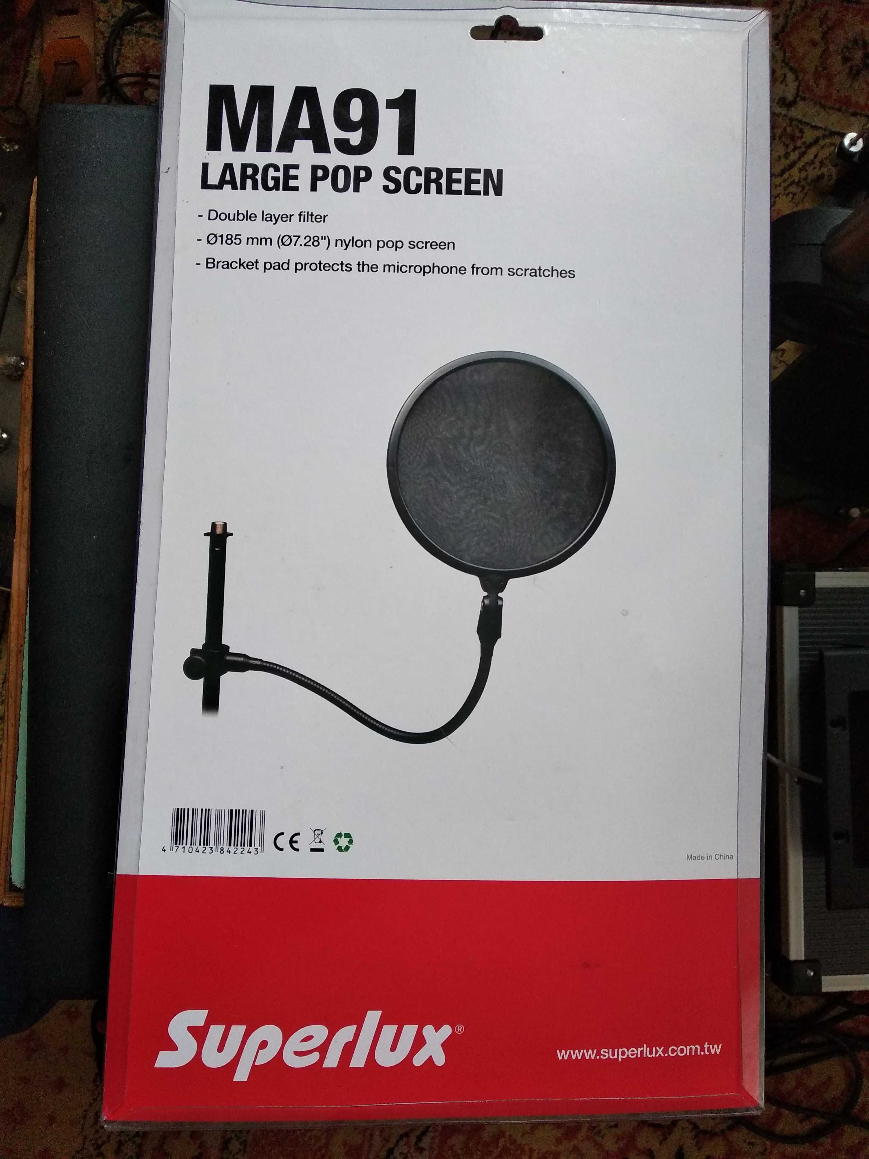 Pop Screen MA91. Великий поп фільтр мікрофонний 185мм.