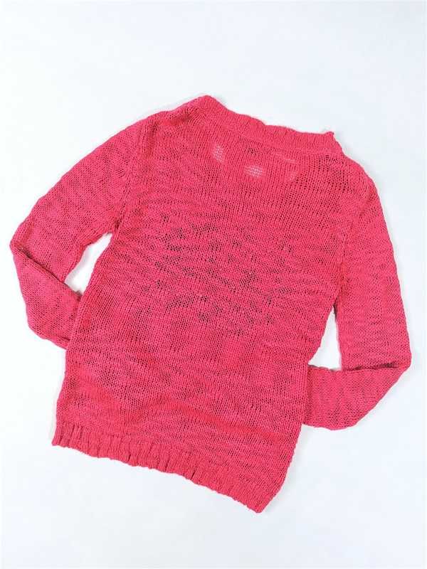 różowy sweter chillin 40 L cropp pleciony z dzianiny na zimę ciepły