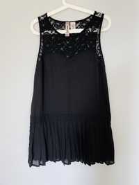 Sukienka czarna oversize elegancka z koronką S Mimi Chica