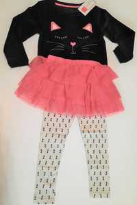 Komplet bluza getry spódniczka różowa kotek Cool Club Smyk roz 116
