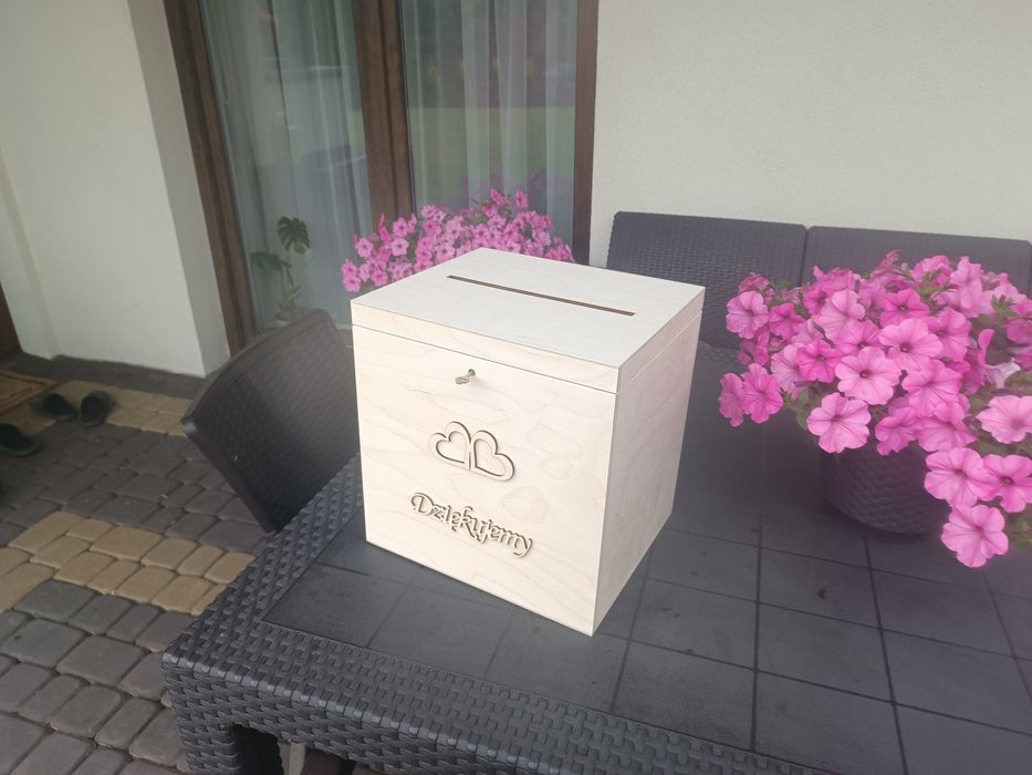 Pudełko drewniane skrzynia box na koperty ślubne