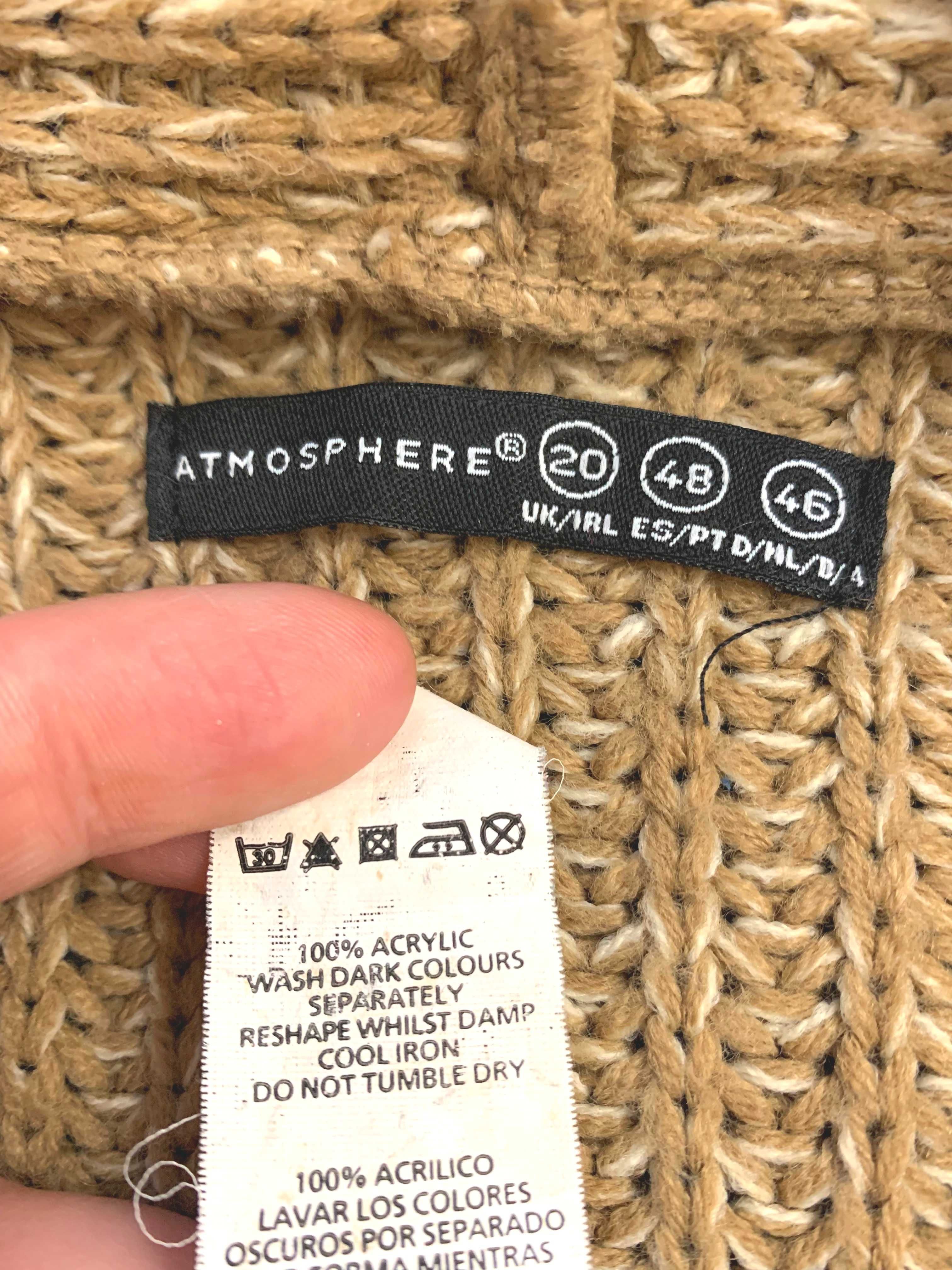 sweter luźny oversize kardigan beż brąz camel blezer XXL szeroki