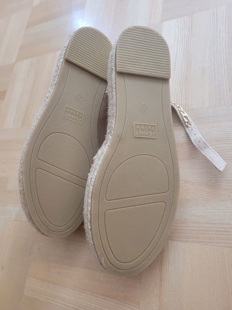 Nowe espadryle sandały buty 39 jenny fair beżowe