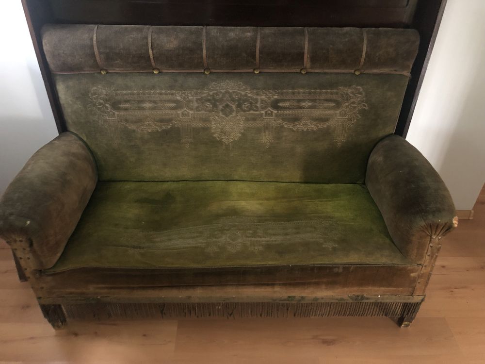 Sofa z nadstawką antyk butelkowa zieleń