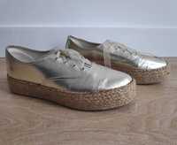 Sapatos dourados novos com sola em palha - Seaside, 40