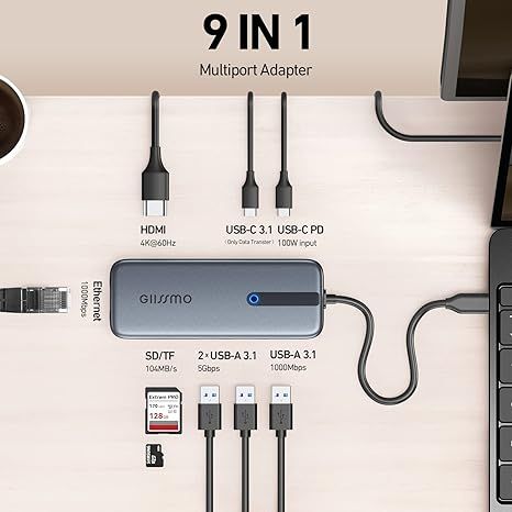 stacja dokująca giissmo usb c hub 9 w 1