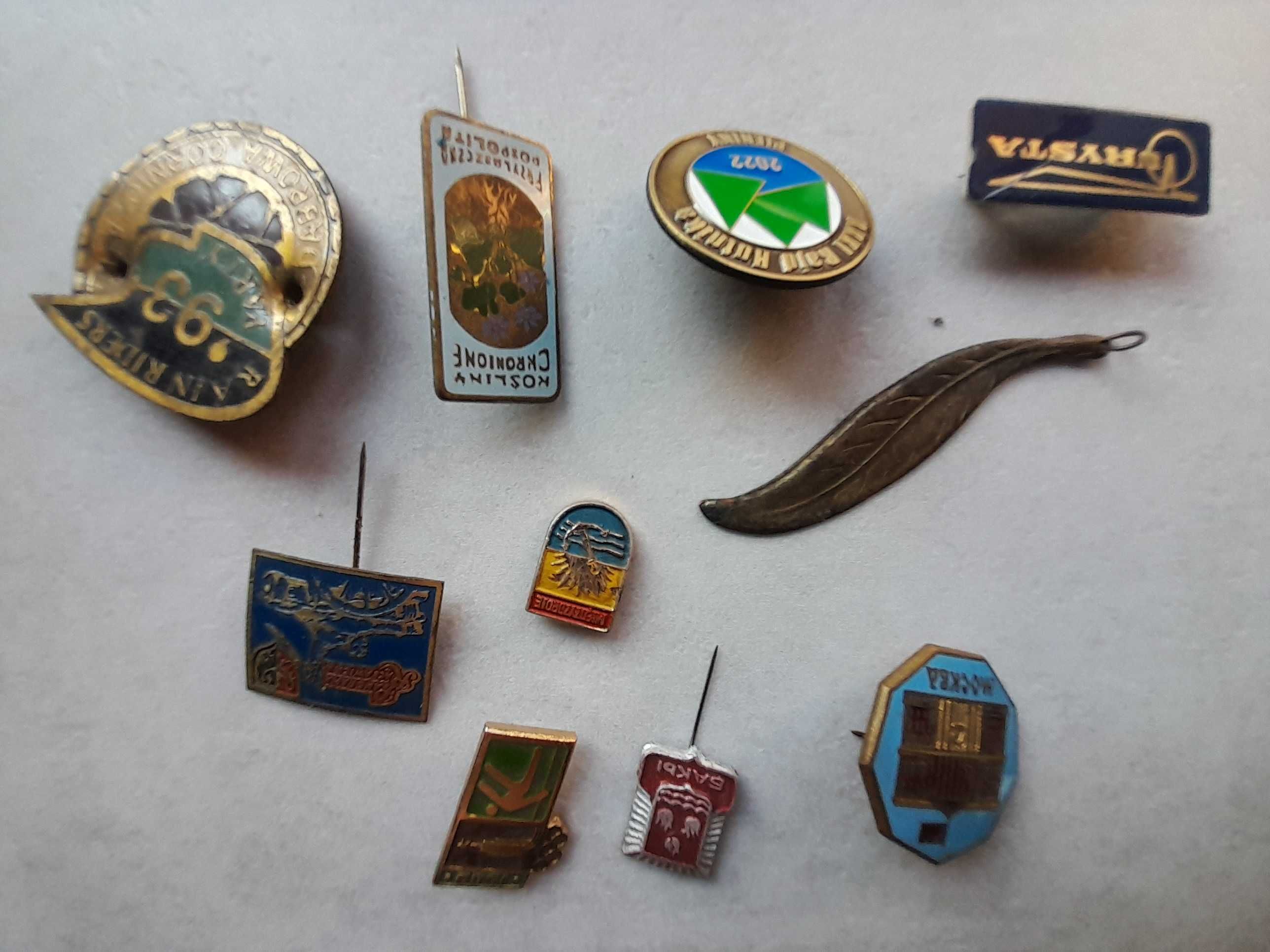Różne bardziej i mniej stare znaczki przypinki do kolekcji zestaw