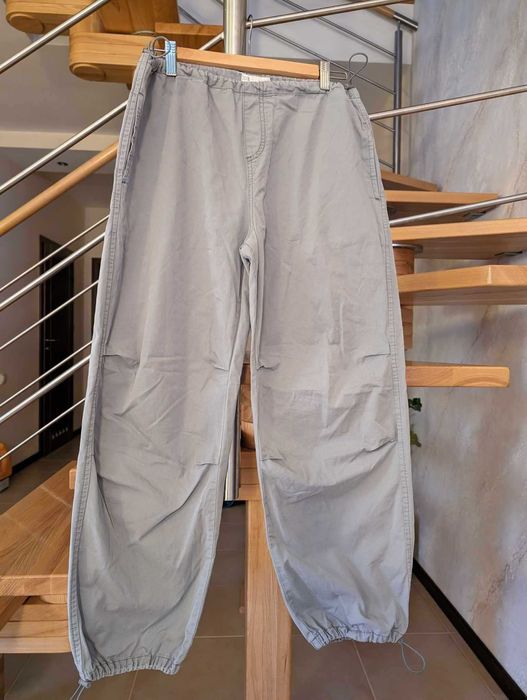 spodnie parachute popielate szare Stradivarius rozmiar S 36
