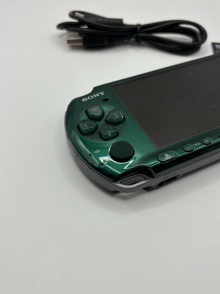zielona konsola PSP 3000 slim + adapter + kabel spirited green