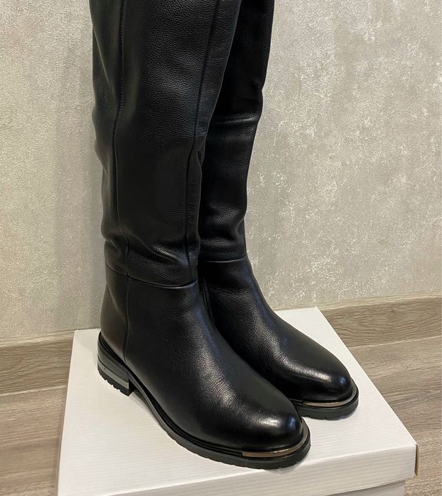 Шкіряні ботфорти зимові