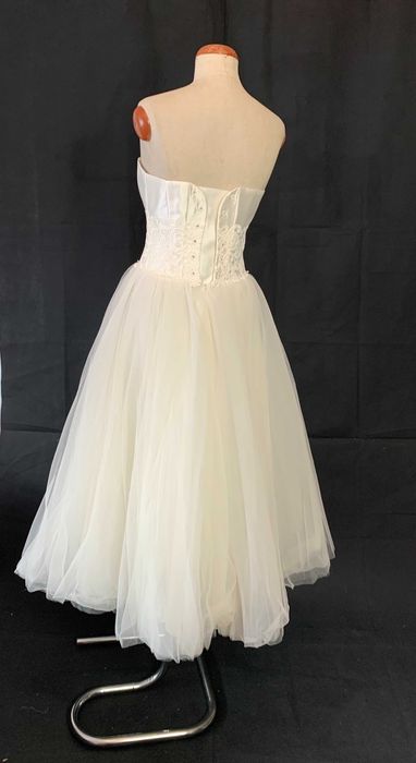 Nowa Krótka Suknia Ślubna S M 36 38 Wygodna midi księżniczka cywilny