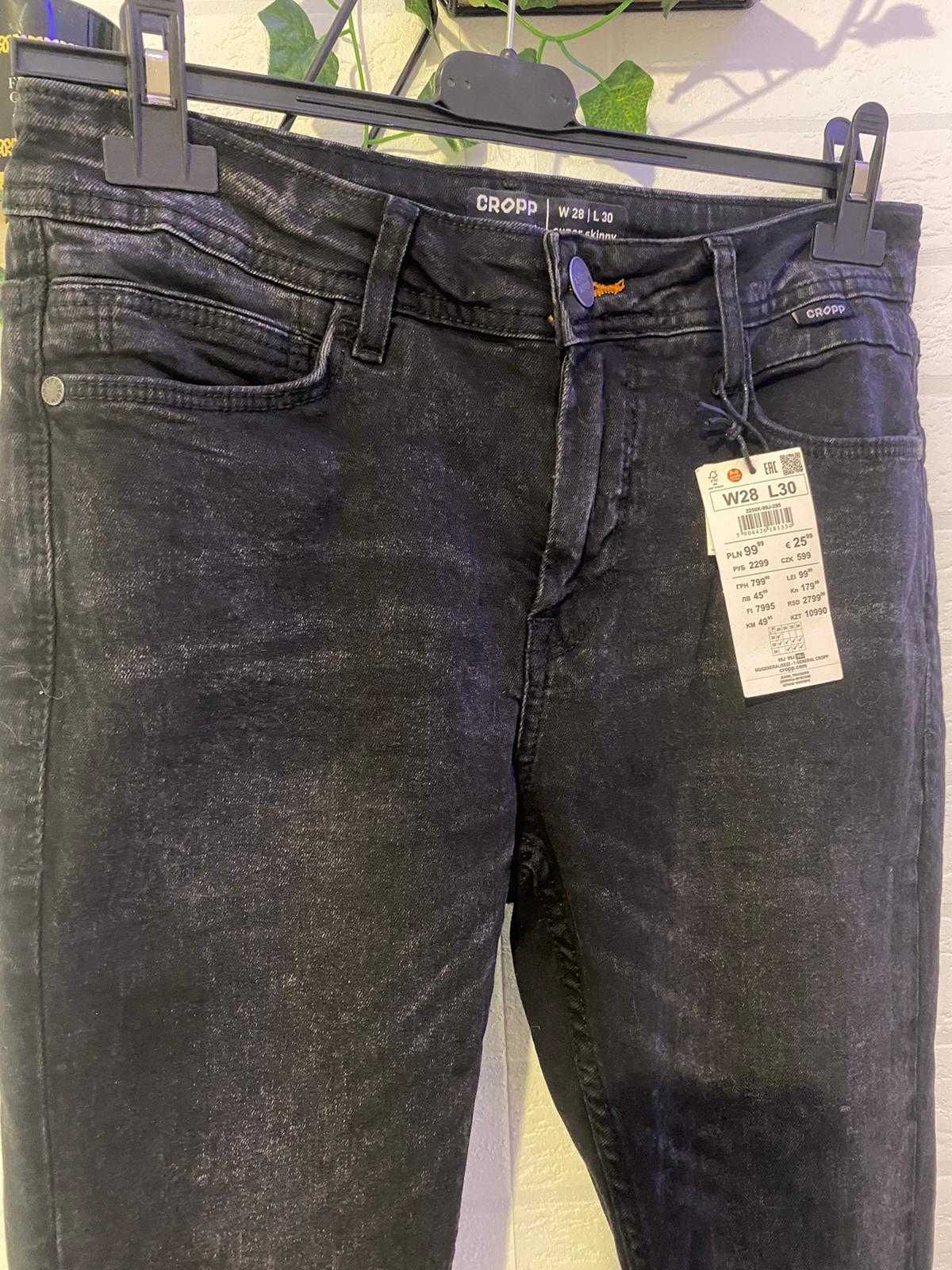 OKAZJA Cropp męskie jeansy,  super skinny W 28 L30, denim czarne