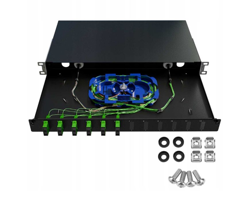 Przełącznica Światłowodowa Szuflada RACK 19" 1U 12xSC Duplex Czarna