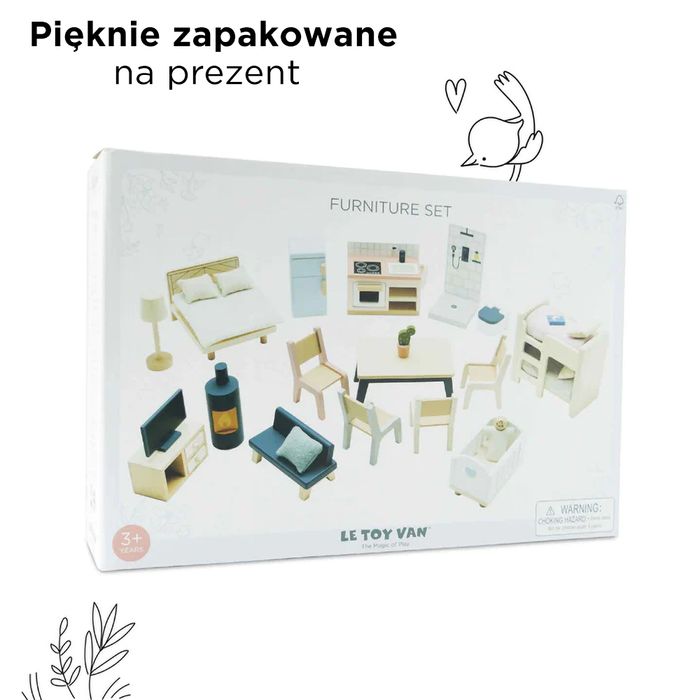 Drewniane mebelki do domku dla lalek duży zestaw, Le Toy Van ME040c