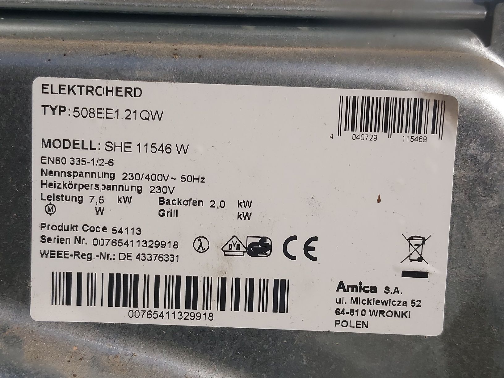 Kuchenka elektryczna Amica Jak Nowa