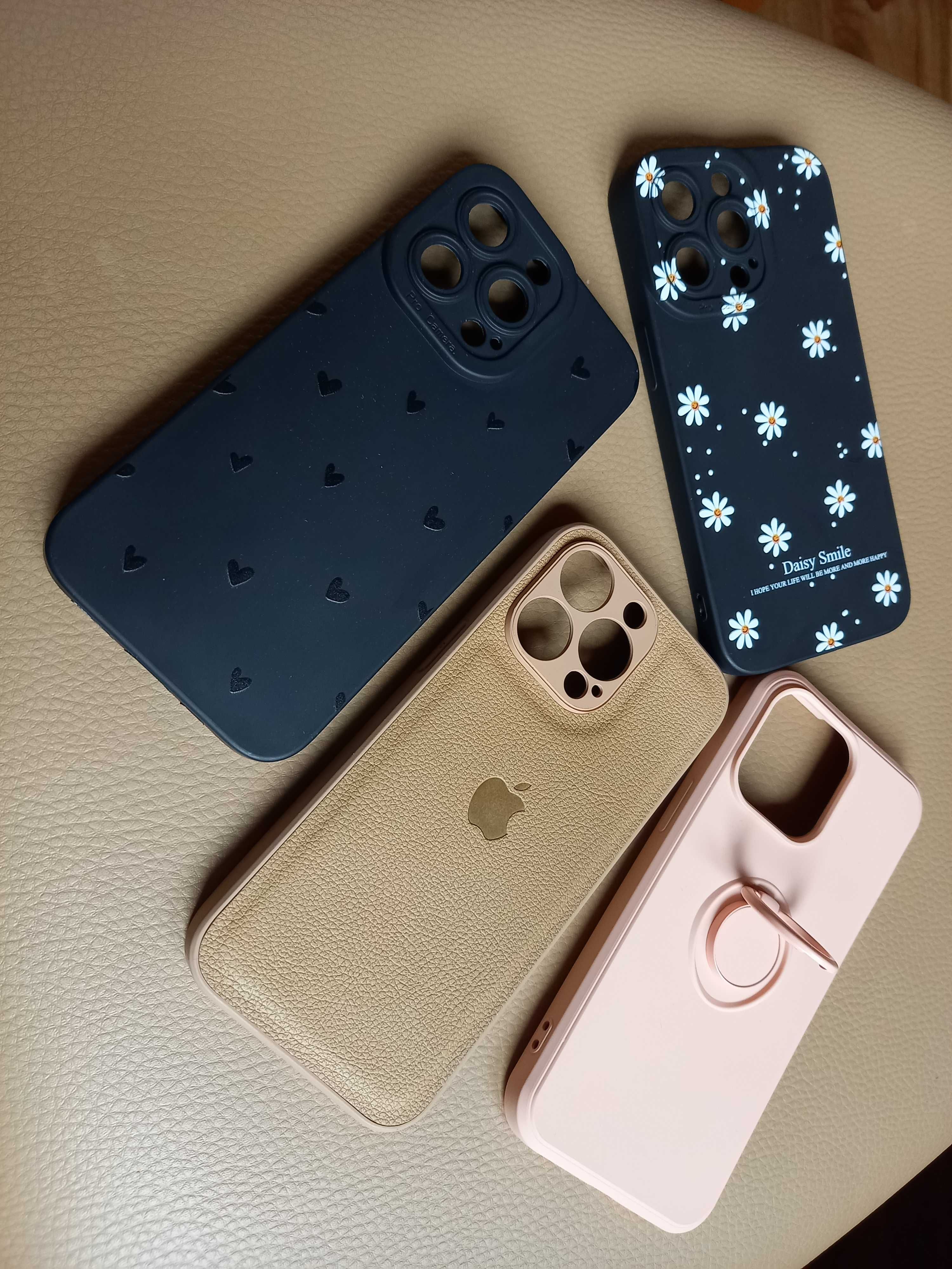 etui Iphone 13 pro Daisy stokrotki czarne plecki case