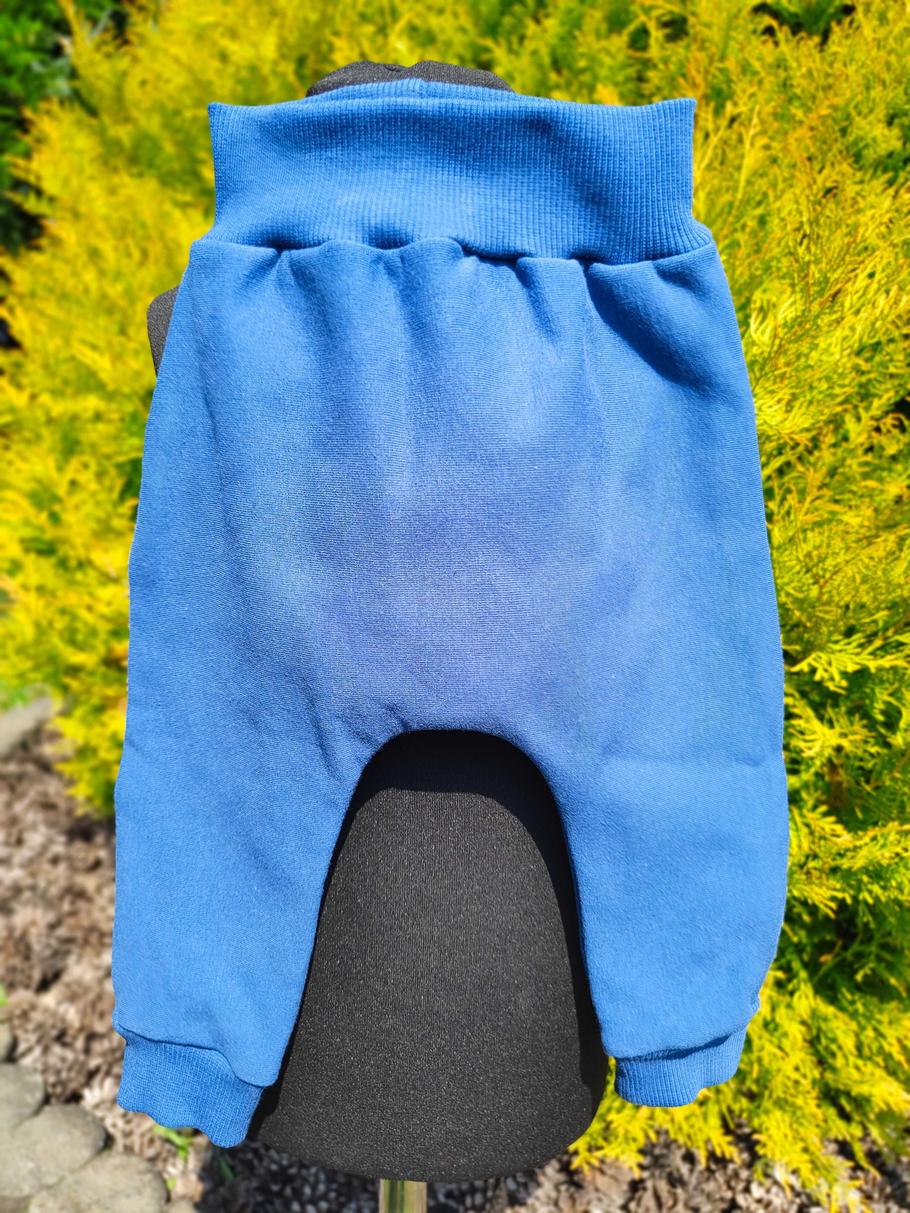 ciepłe spodnie baggy dla chłopca zimowe 68 74 niebieskie handmade