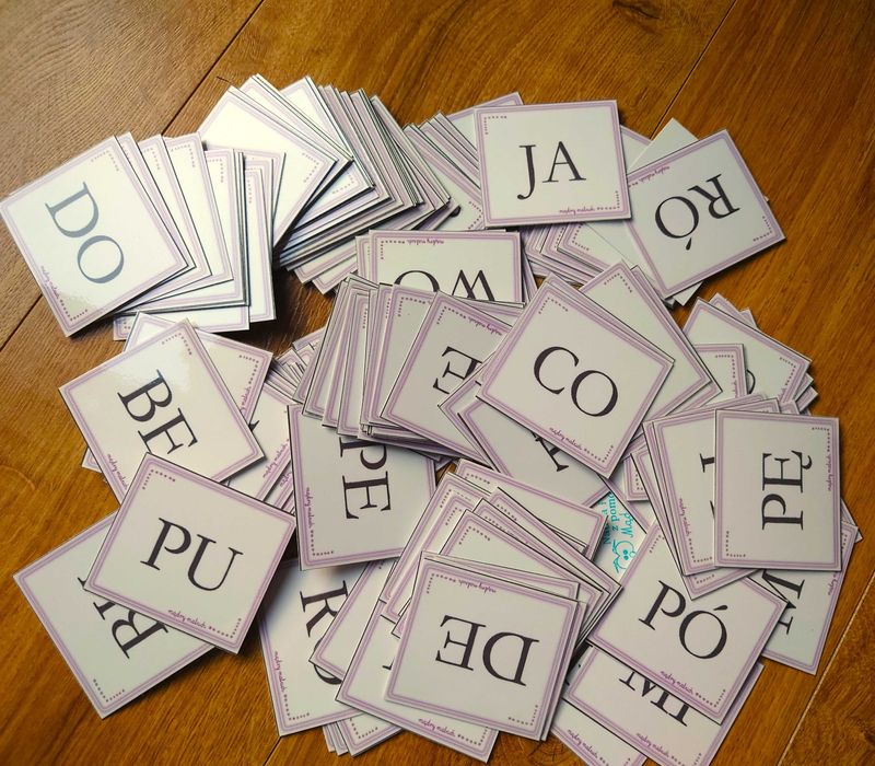 Nauka czytania sylabami zestaw laminowanych kart