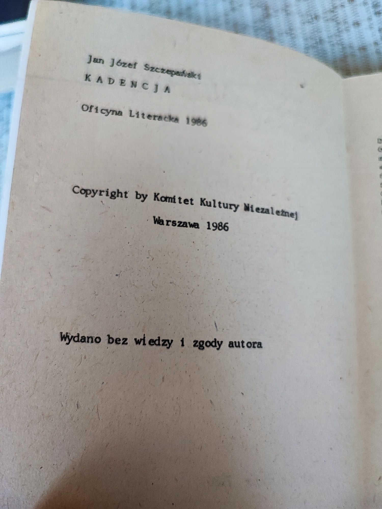 Drugi obieg PRL - J.J. Szczepański "Kadnecja"  1986 r.