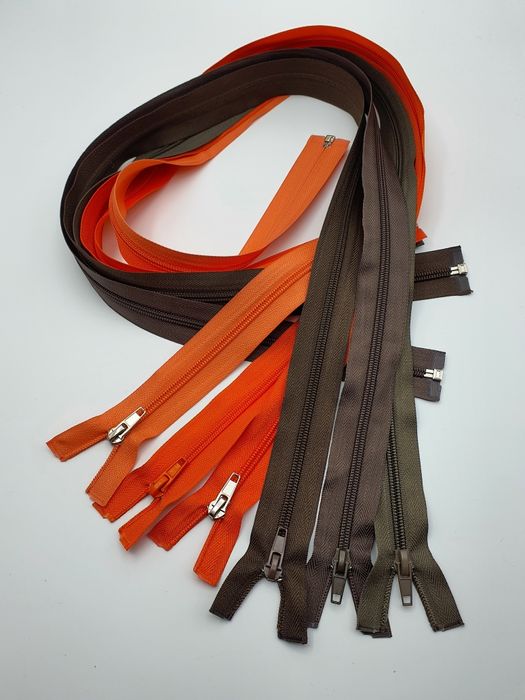 Zamek suwak zestaw 6 szt.Odcienie brąz/pomarańcz 90 cm.