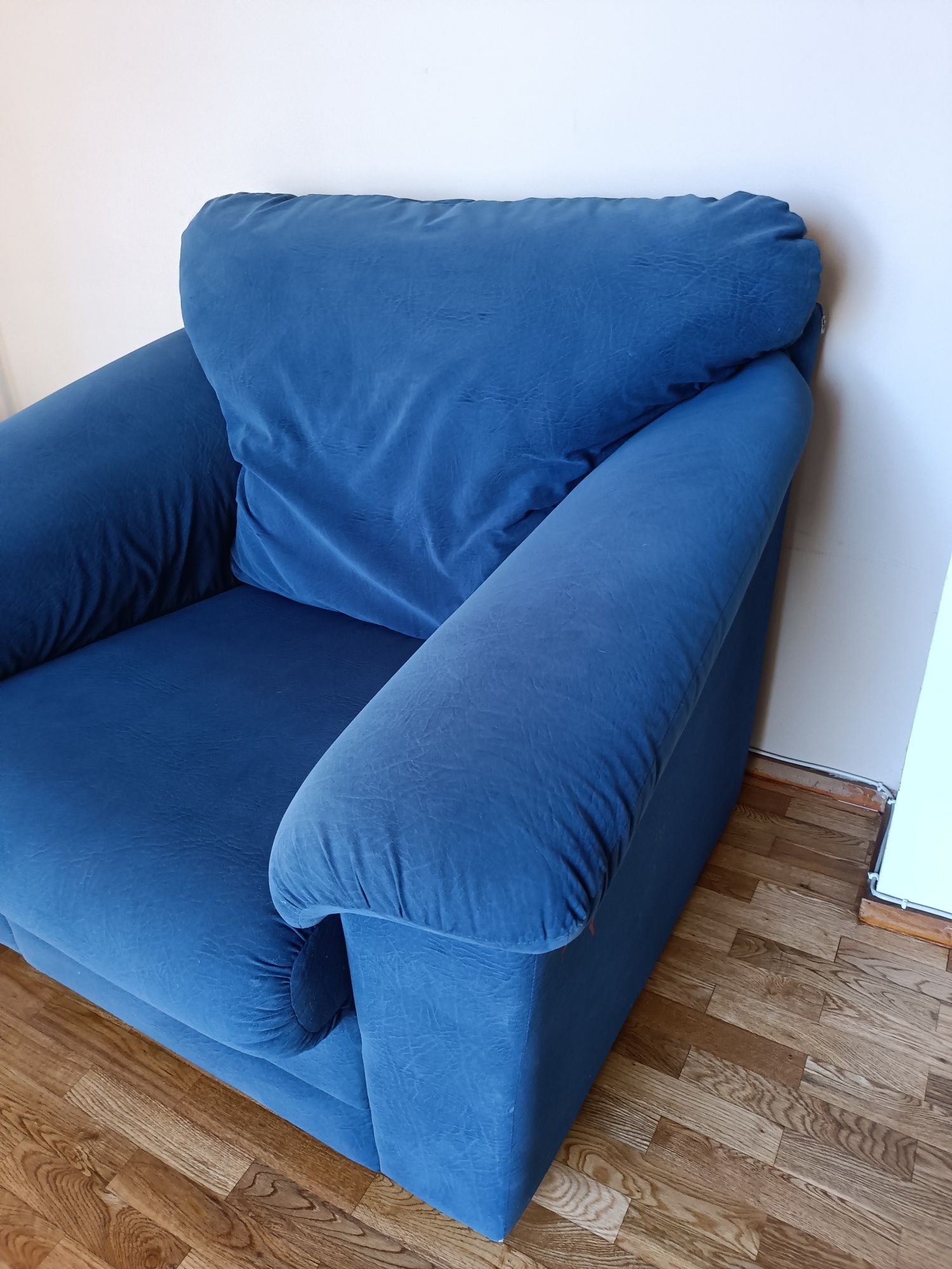 Sofá Poltrona Azul veludo