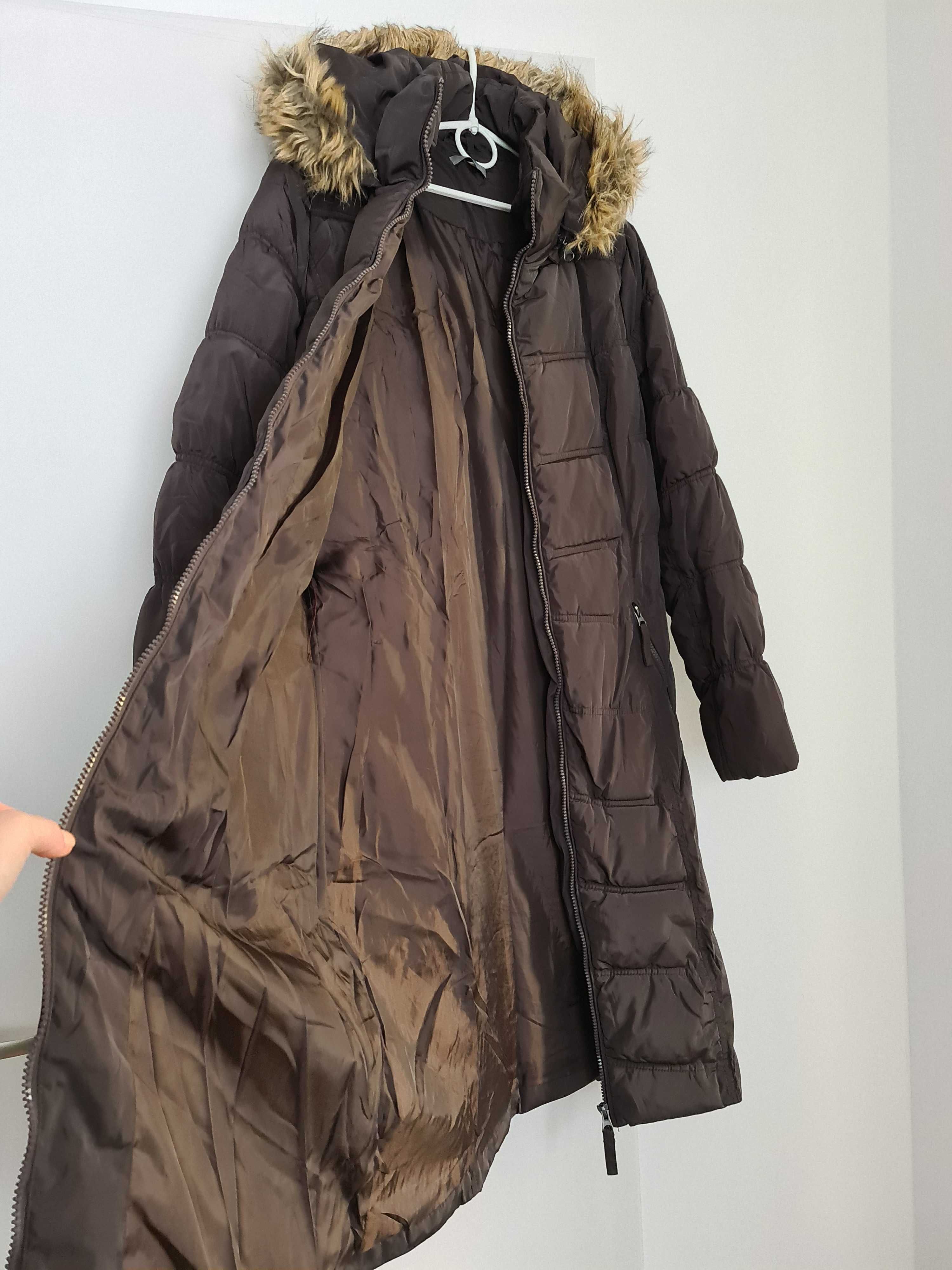 brązowy płaszcz zimowy pikowany Montego r. L