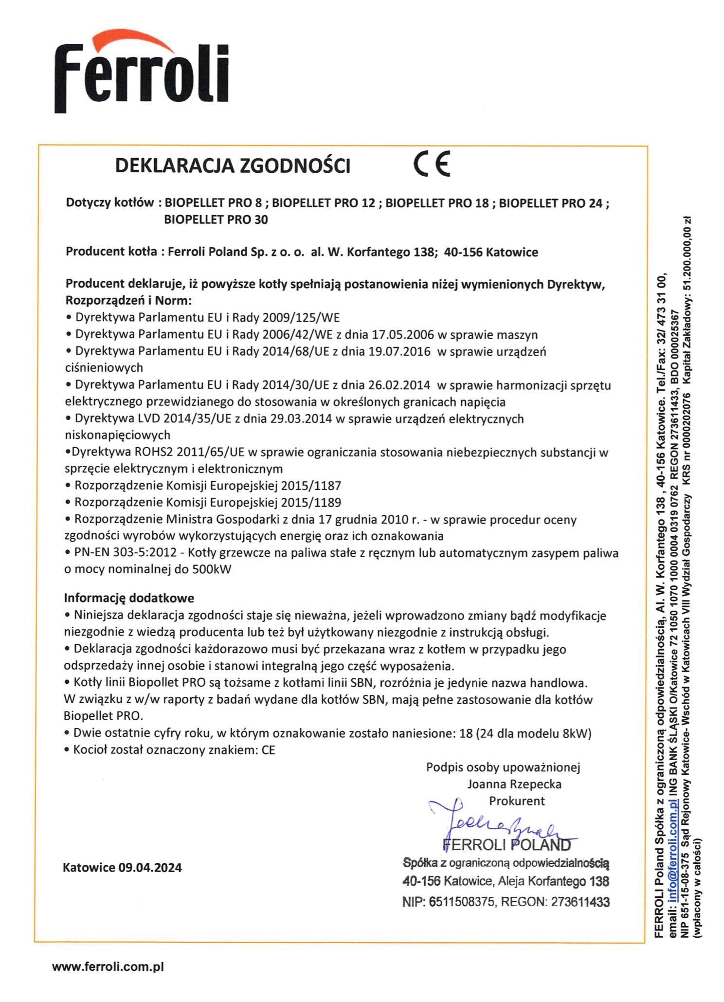 FERROLI BioPellet Pro 12 kW piec na pelet + FERROLI ECOUNIT F 300 - 1C