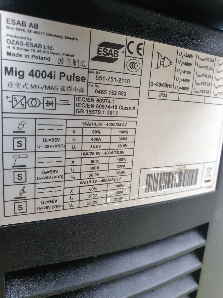 Spawarka  ESAB mig 4004 i Pulse