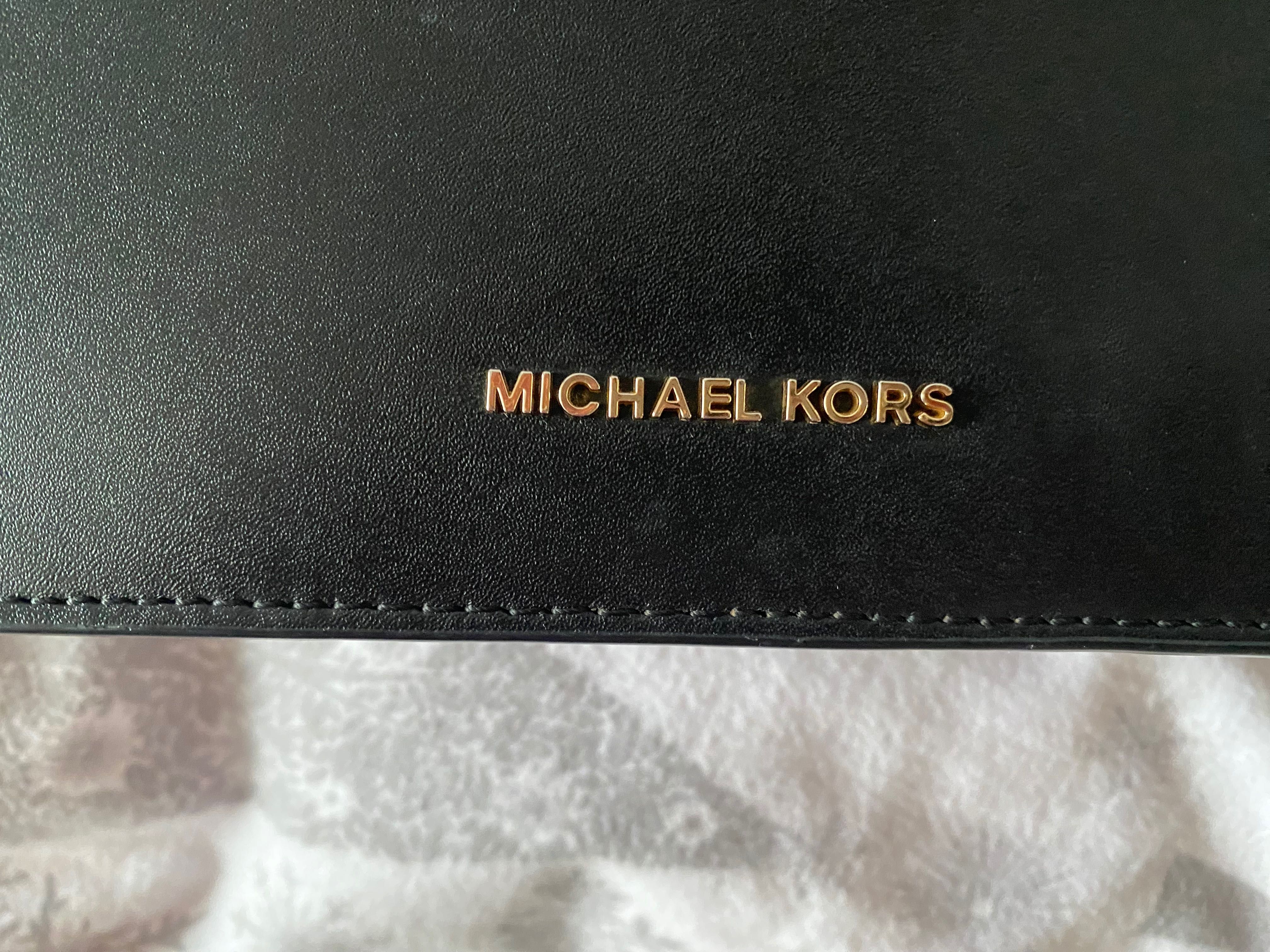 Michael Kors crossbody torebka czarny złoty skóra naturalna łańcuszek