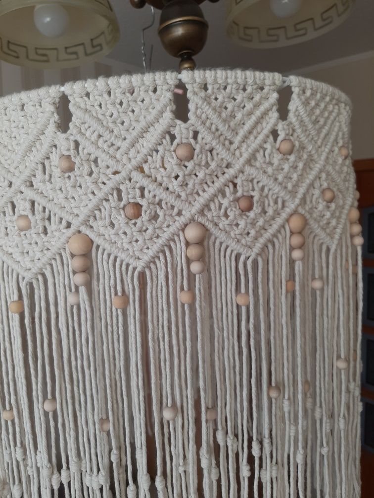 Abażur,  żyrandol, lampa makrama rękodzieło boho