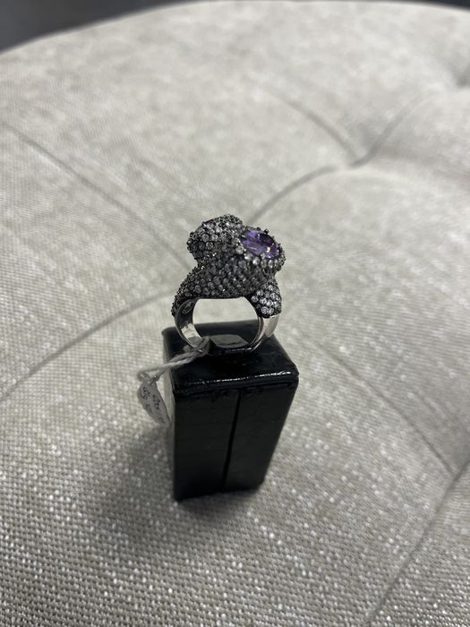 Anel em Prata com dupla ametista e zircões Novo