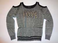 PATRIZIA PEPE 100% Wool bluzka cieńki sweter odkryte ramiona S/M