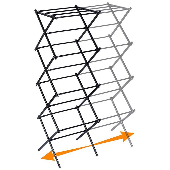 Suszarka na pranie metalowa czarna pionowa rozsuwana 43-75x37,5x139 cm