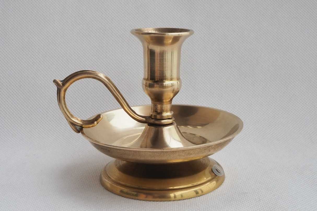 Kaganek świecznik mosiężny Vintage unikat mosiądz wysokość 10 cm