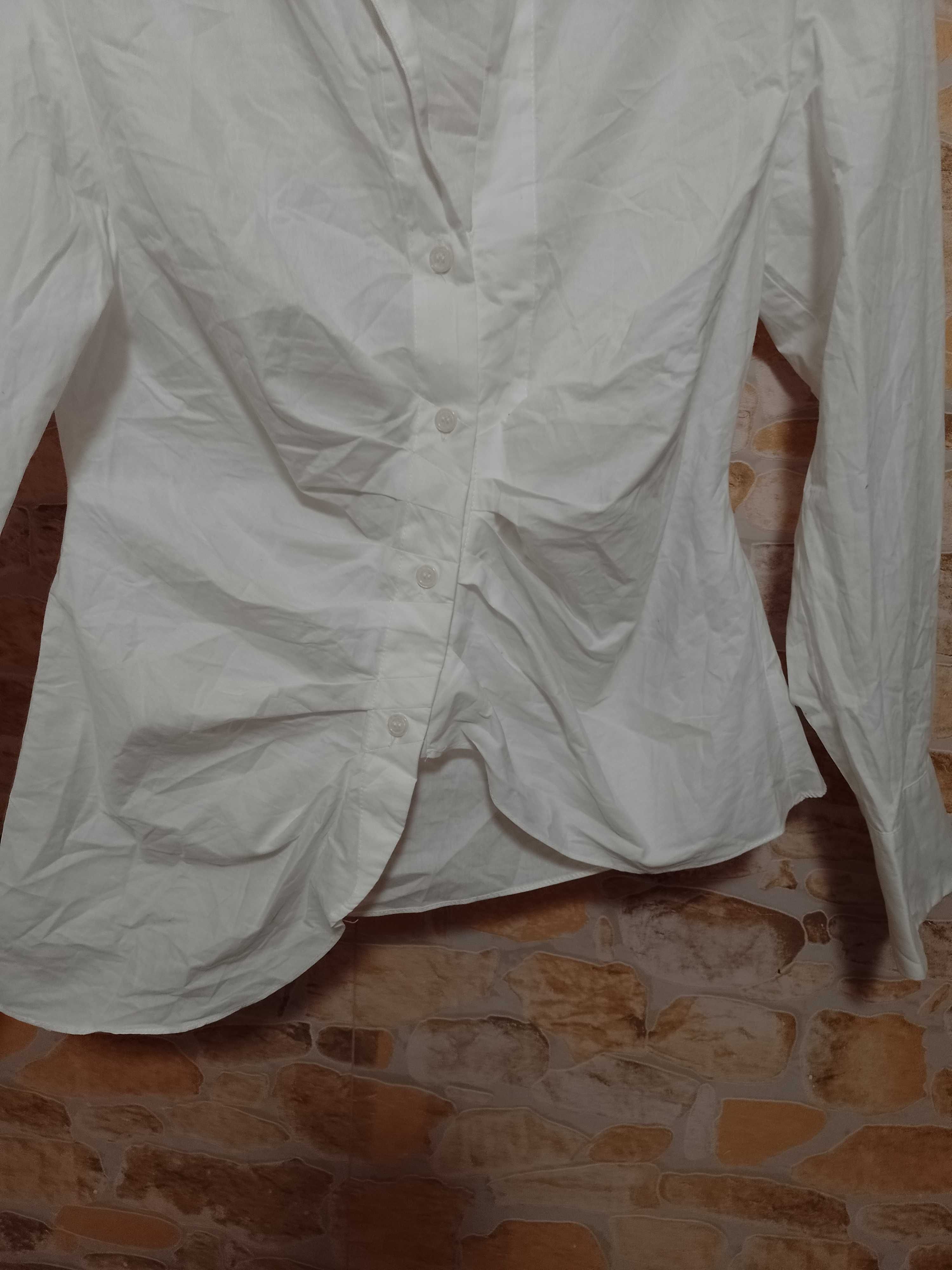 (38/M) ZARA/ Biała, Asymetryczna koszula biznesowa z Madrytu