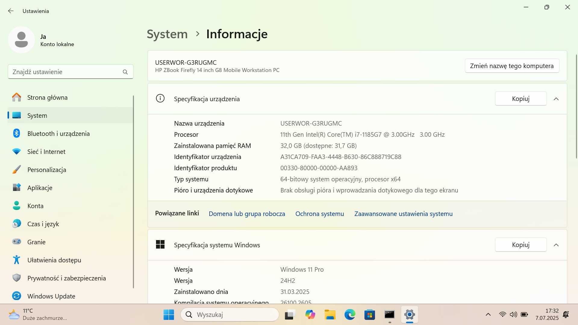 HP ZBook Firefly G8 i7 32GB RAM