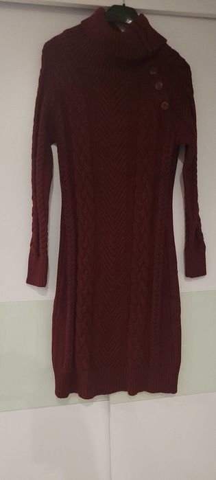 Sukienka Sweterkowa z golfem r M Bordowa