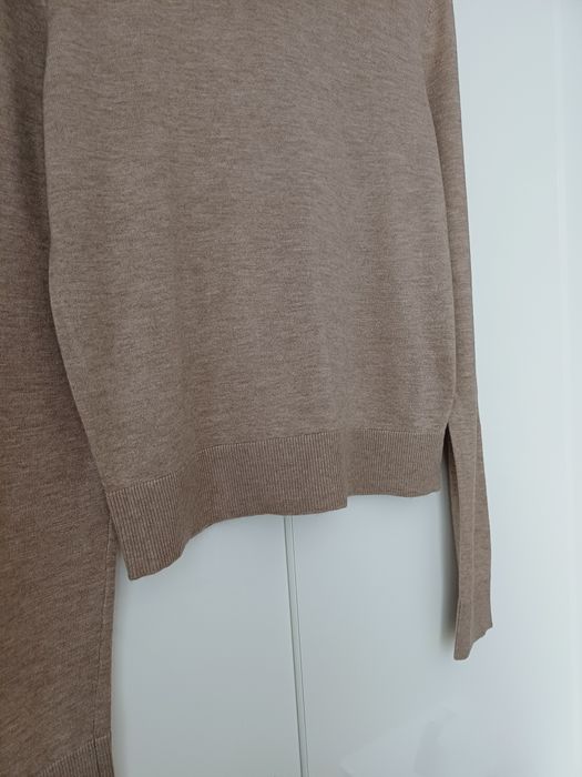 Massimo Dutti wełniany golf beżowy taupe sweter z golfem wełna kaszmir