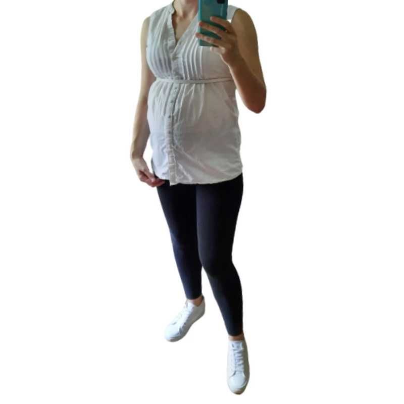BEZ WAD Biała koszula ciążowa bez rękawów rozmiar S/36 #934