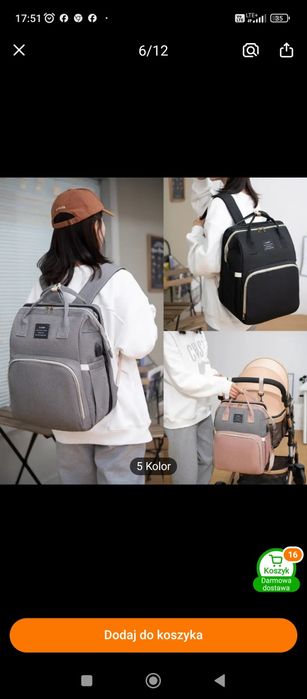 Plecak łóżeczko turystyczne nowy szary