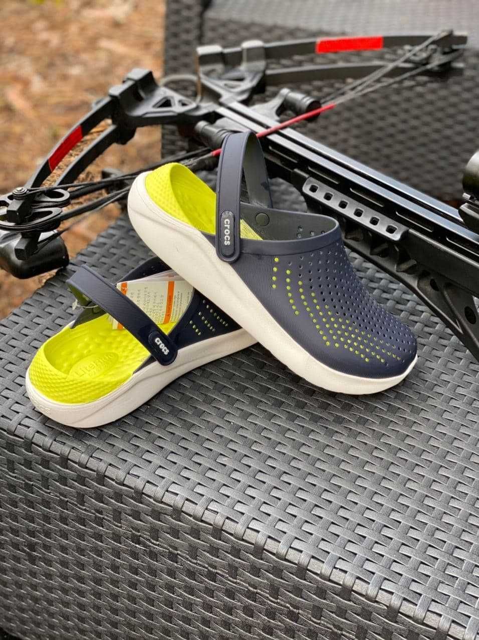 Crocs LiteRide Clog 36-45 Мужские кроксы синие c желтым