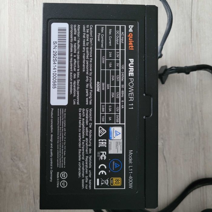 Zasilacz be quiet! Pure Power 11 400W (BN292) – 80 Plus Gold