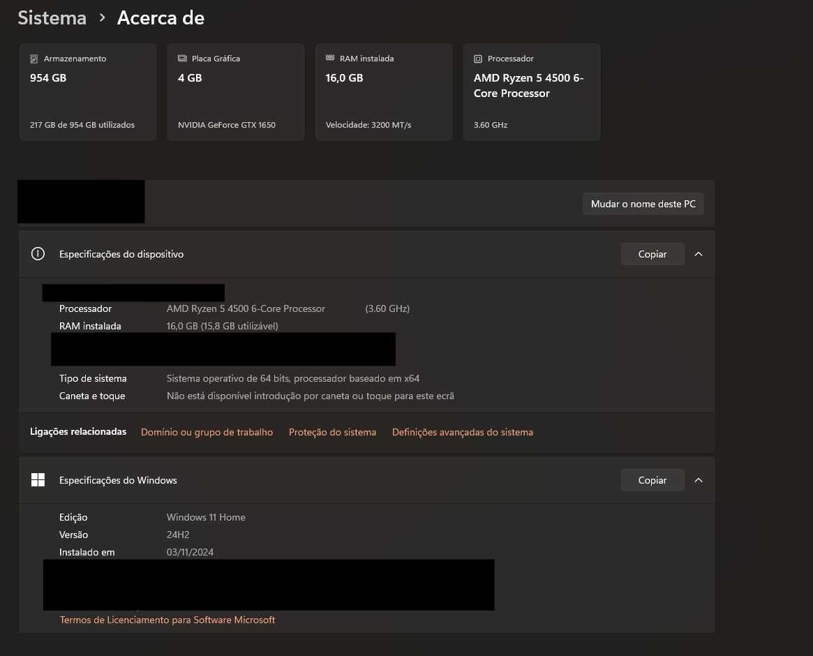PC Desktop Gaming Ryzen 5 4500/GTX1660/16GB RAM/1TB