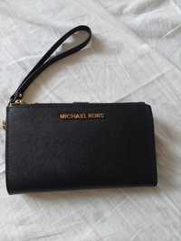 Michael Kors portfel kopertówka skórą naturalna saffiano kolor czarny